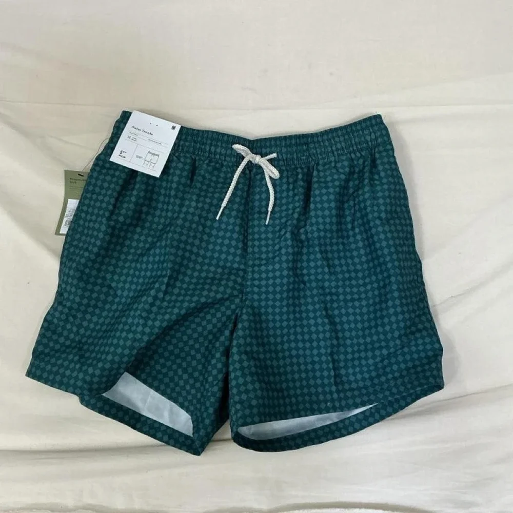 Men's Swim Trunks Size M | Green Geometric Print | NWT 🌊